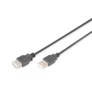 DIGITUS Cable de extensión USB 2.0, conector macho/hembra Type-A, 2m, conforme a USB 2.0, negro