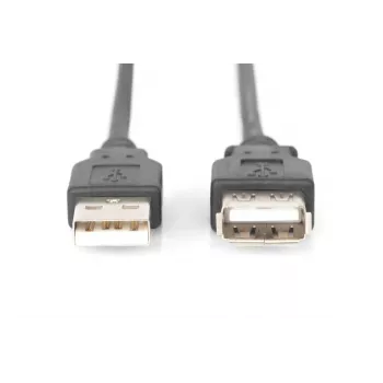 DIGITUS Cable de extensión USB 2.0, conector macho/hembra Type-A, 2m, conforme a USB 2.0, negro