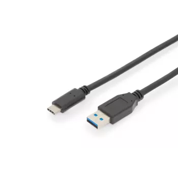 Cable de conexión USB Type-C DIGITUS ASSMANN, Type-C a A macho/macho, 1 m totalmente equipado, Gen2, 3A, 10GB, versión 3.1, CE, negro