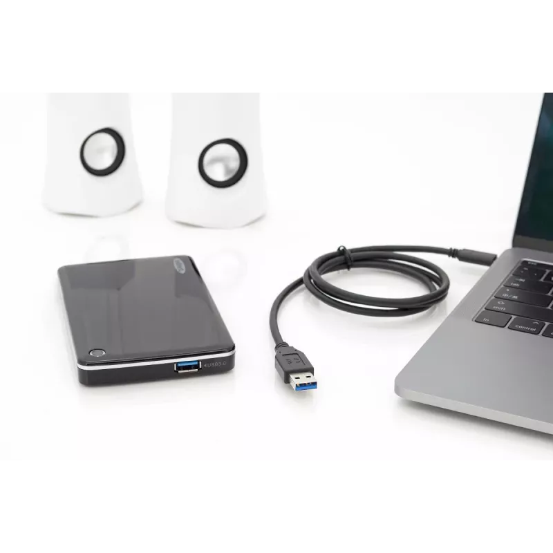Cable de conexión USB Type-C DIGITUS ASSMANN, Type-C a A macho/macho, 1 m totalmente equipado, Gen2, 3A, 10GB, versión 3.1, CE, negro