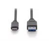 Cable de conexión USB Type-C DIGITUS ASSMANN, Type-C a A macho/macho, 1 m totalmente equipado, Gen2, 3A, 10GB, versión 3.1, CE, negro