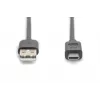 Cable de conexión USB Type-C DIGITUS ASSMANN, Type-C a A conector macho/macho, 3 m, 3A, 480 MB/s, versión 2.0, negro
