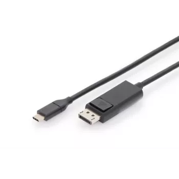 Cable adaptador USB Type-C DIGITUS, Type-C a DP macho/macho, 2 m 4K/60 Hz, 32,4 Gbit/s, CE, negro