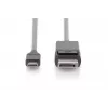 Cable adaptador USB Type-C DIGITUS, Type-C a DP macho/macho, 2 m 4K/60 Hz, 32,4 Gbit/s, CE, negro