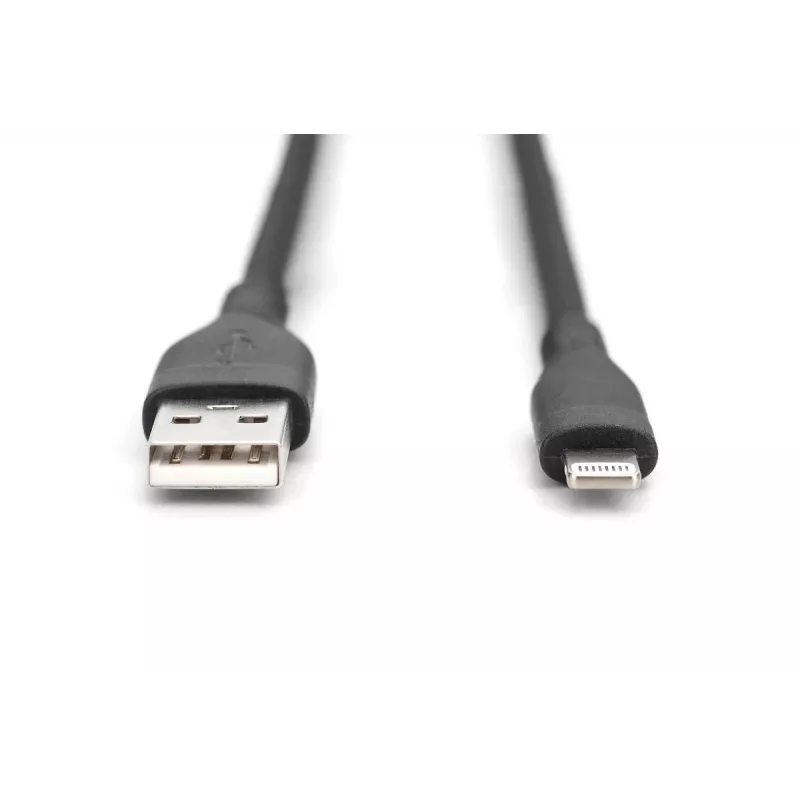 Cable de carga de silicona USB DIGITUS USB-A - Lightning USB 2.0 12W - 50cm negro