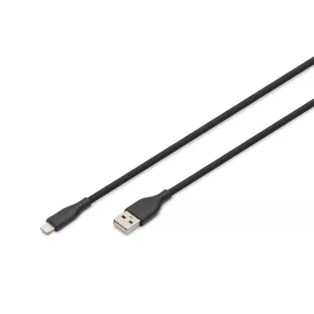 Cable de carga de silicona USB DIGITUS USB-A - Lightning 2m USB 2.0 12W - 2m negro