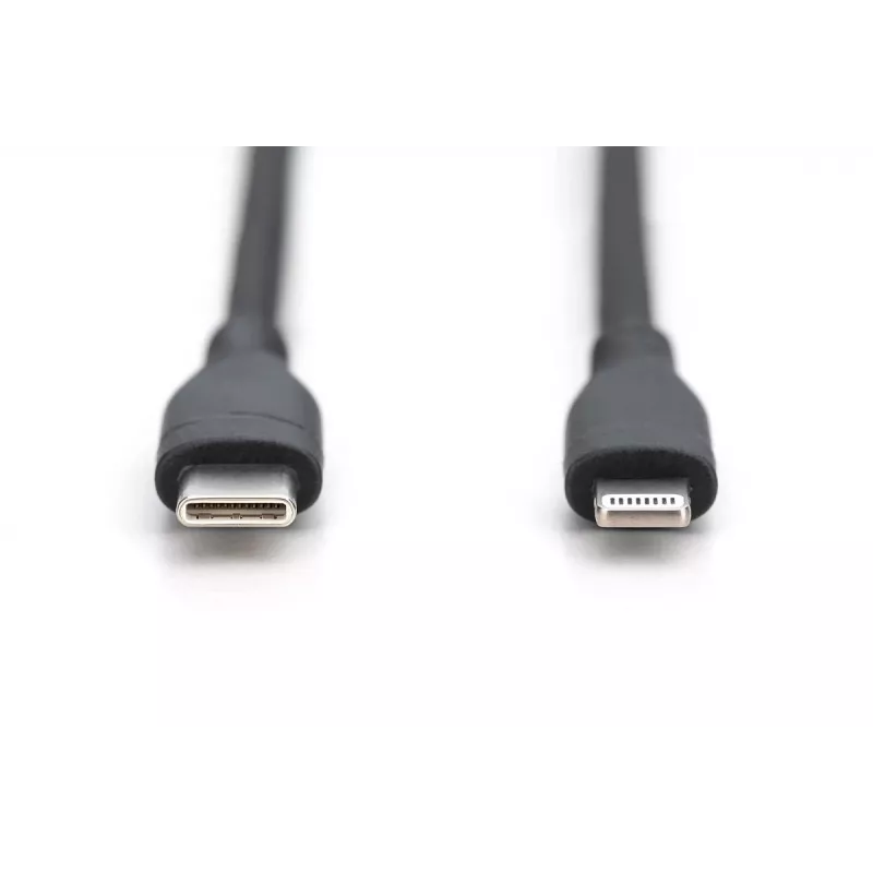 Cable de carga de silicona USB DIGITUS USB-C - Lightning USB 2.0 60W - 2m negro
