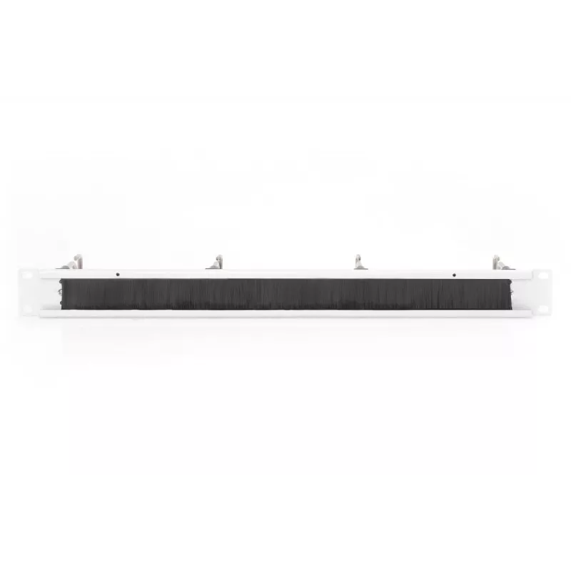 Panel de gestión de cables DIGITUS 1U con cepillo, 4 anillos de acero 40x75 mm, gris (RAL 7035)