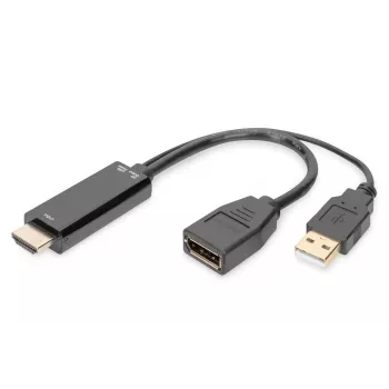 Adaptador HDMI 4K Digitus HDMI a DisplayPort 0,2 m HDMI Type-A USB