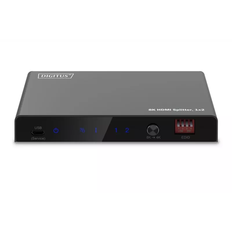 Splitter HDMI 1x2 DIGITUS - 8K/60Hz (4:4:4), Toslink, estéreo, control EDID