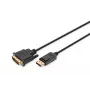 Cable adaptador DisplayPort DIGITUS, DP - DVI (24+1) M/M, 3 m con bloqueo, compatible con DP 1.1a, CE negro