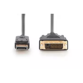 Cable adaptador DisplayPort DIGITUS, DP - DVI (24+1) M/M, 3 m con bloqueo, compatible con DP 1.1a, CE negro