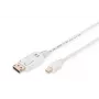Cable de conexión DisplayPort DIGITUS, Mini DP - DP conector/conector, 3 m con bloqueo, conforme a DP 1.1a, blanco
