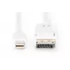 Cable de conexión DisplayPort DIGITUS, Mini DP - DP conector/conector, 3 m con bloqueo, conforme a DP 1.1a, blanco