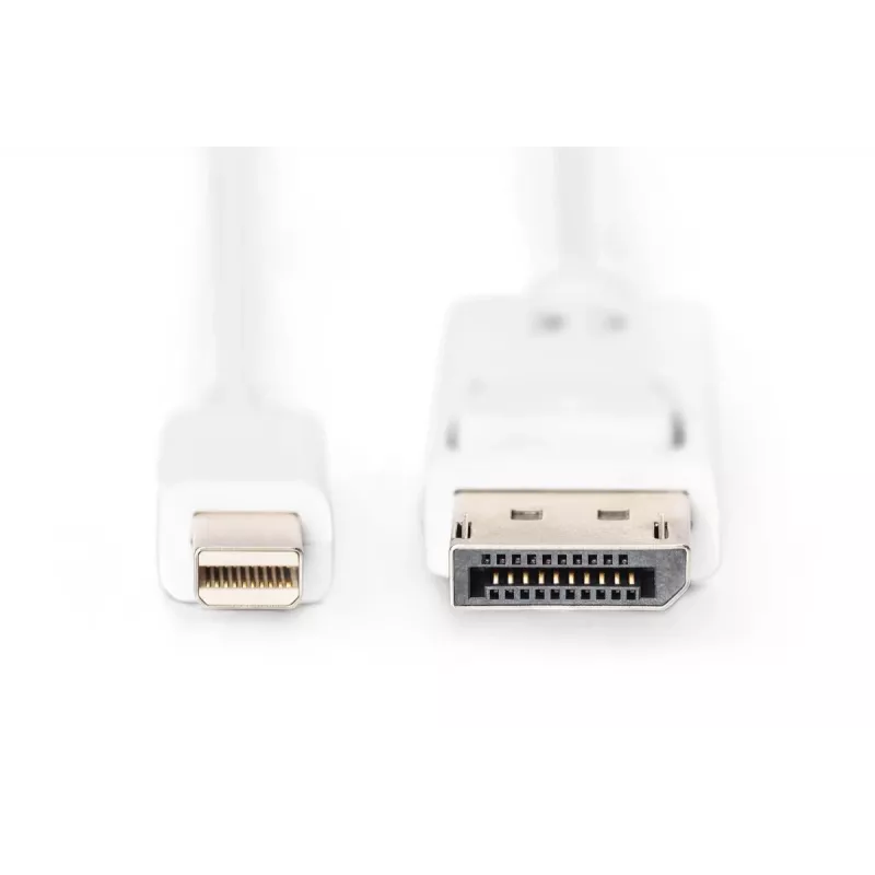 Cable de conexión DisplayPort DIGITUS, Mini DP - DP conector/conector, 3 m con bloqueo, conforme a DP 1.1a, blanco