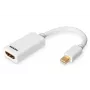 Cable adaptador DisplayPort DIGITUS ASSMANN, Mini DP - HDMI tipo A M/H, 15 cm compatible con DP 1.1a, CE blanco