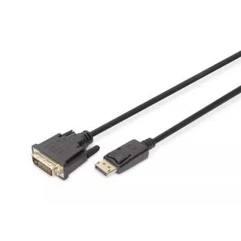 Cable adaptador DisplayPort DIGITUS, DP - DVI (24+1) M/M, 2 m con bloqueo, DP 1.1a CE negro
