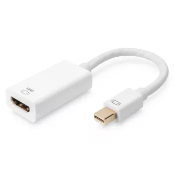 Cable adaptador DisplayPort DIGITUS ASSMANN, Mini DP - HDMI tipo A M/H, 20 cm HDMI ver. 2.0, activo, CE, dorado, blanco