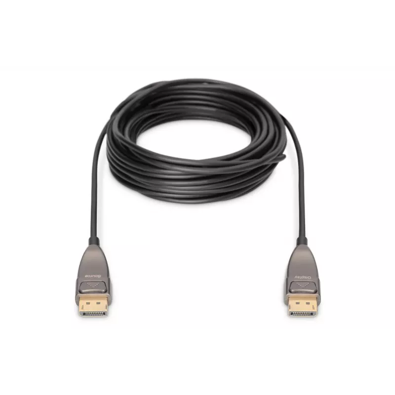 Cable de conexión de fibra óptica híbrida AOC DisplayPort DIGITUS M/M UHD 8K@60Hz, CE, negro 10 m