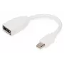 Cable adaptador DisplayPort DIGITUS, Mini DP - DP M/H, 0,15 m, conforme a DP 1.2, blanco