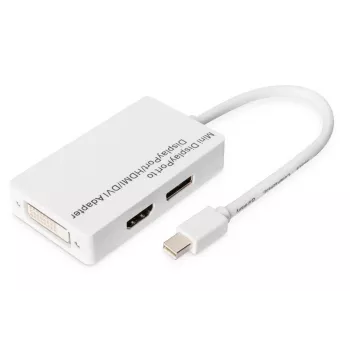 Adaptador DIGITUS MiniDP a DP HDMI+DVI 20 cm compatible con DP 1.1a blanco