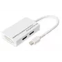 Adaptador DIGITUS MiniDP a DP HDMI+DVI 20 cm compatible con DP 1.1a blanco