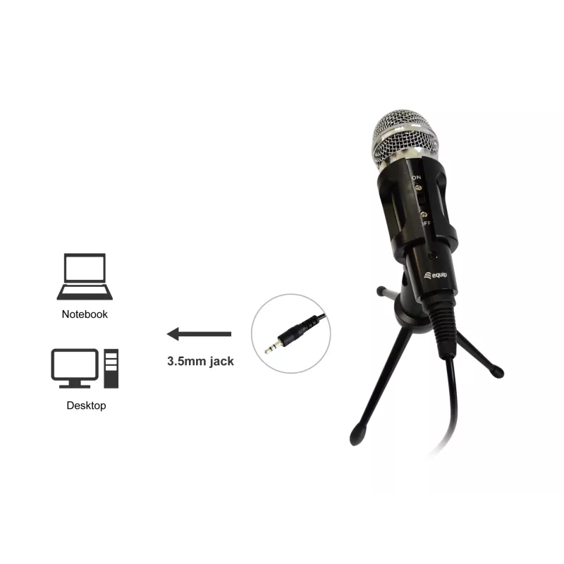 Micrófono de mesa Equip Mini Desk, micrófono de mesa, -30 dB, 30 - 16000 Hz, 2200 Ω, con cable, 3,5 mm (1/8