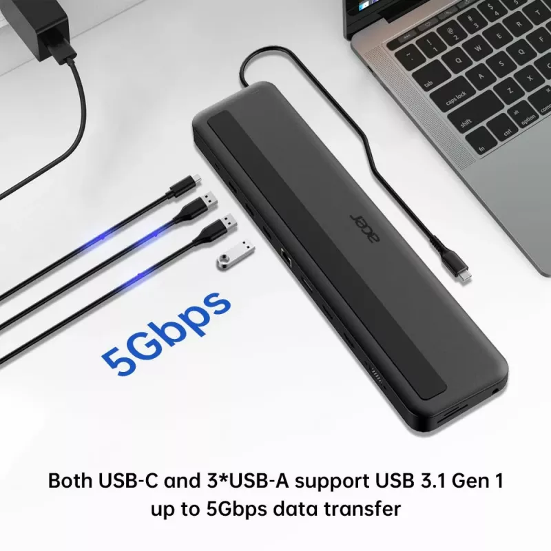 Acer Minidock Type-C 13 en 1 con cable USB 3.2 Gen 1 negro