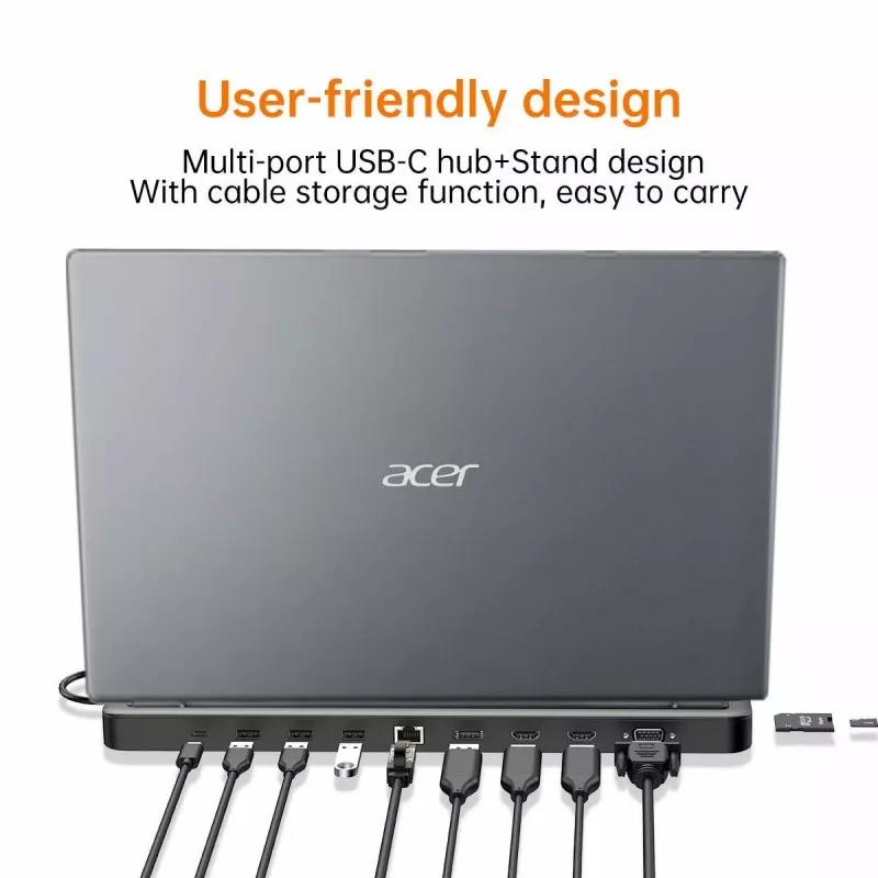 Acer Minidock Type-C 13 en 1 con cable USB 3.2 Gen 1 negro