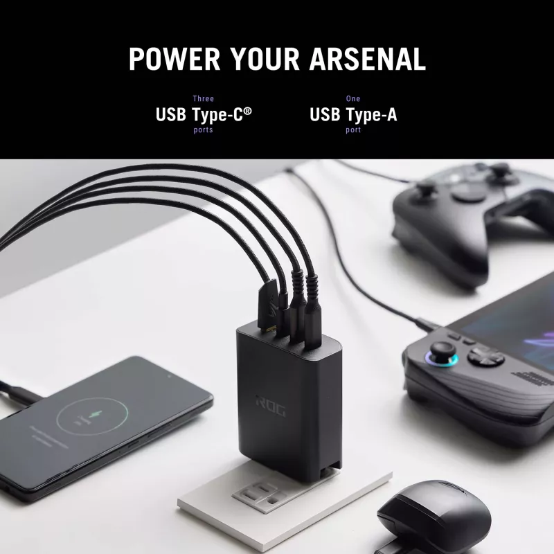 ASUS ROG 140W USB-C GaN universal negro AC carga rápida interior
