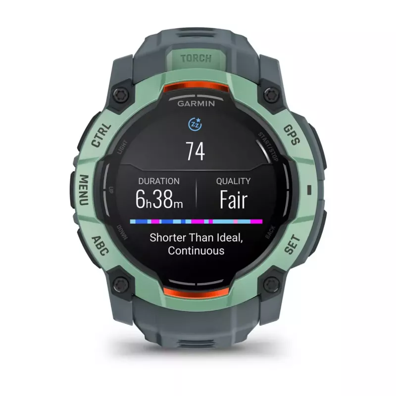 Garmin Instinct 3 AMOLED 50 mm smartwatch (010-03020-01), pantalla táctil de 1,3 pulgadas 416x416, GPS, verde Neotropic Twilight