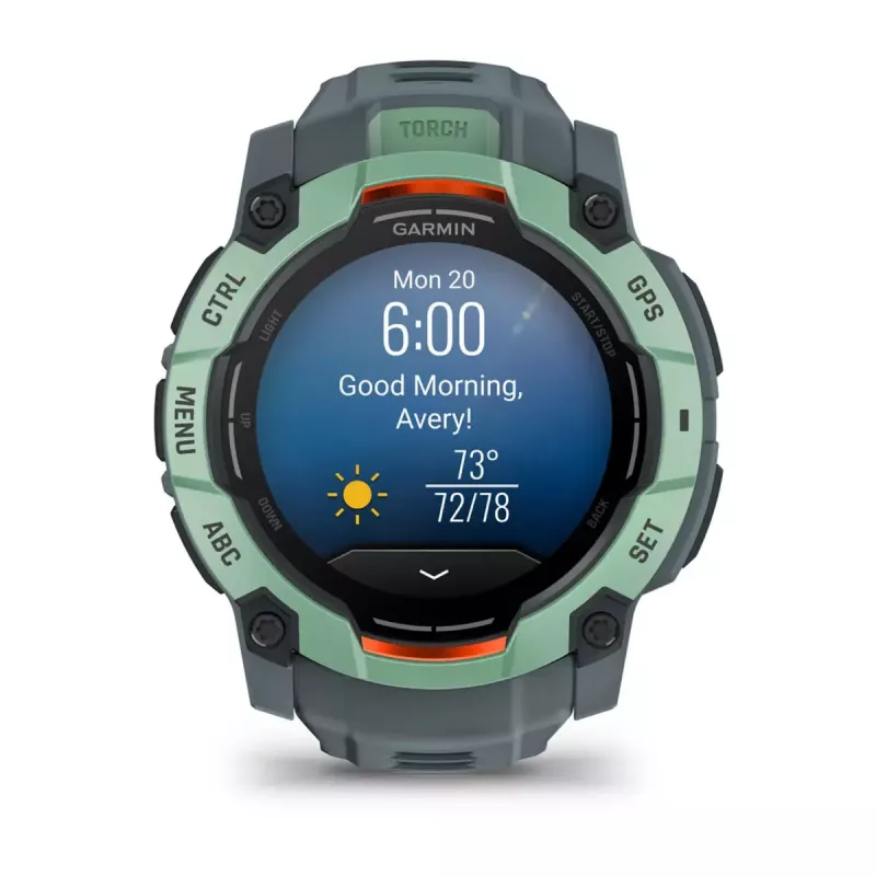 Garmin Instinct 3 AMOLED 50 mm smartwatch (010-03020-01), pantalla táctil de 1,3 pulgadas 416x416, GPS, verde Neotropic Twilight