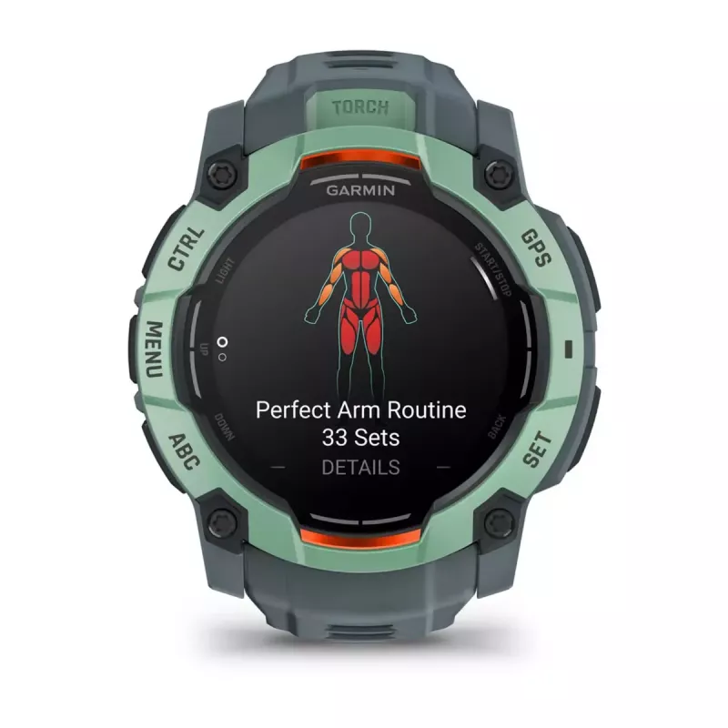 Garmin Instinct 3 AMOLED 50 mm smartwatch (010-03020-01), pantalla táctil de 1,3 pulgadas 416x416, GPS, verde Neotropic Twilight