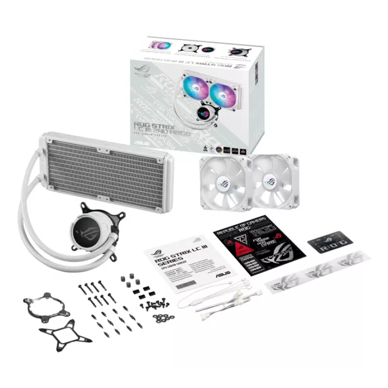 Refrigeración líquida para procesador ASUS ROG Strix LC III 240 ARGB White Edition 12 cm