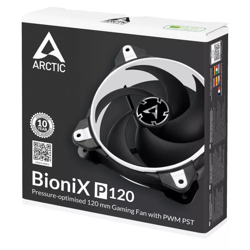 ARCTIC BioniX P120 (Blanco) – Ventilador gaming de 120 mm optimizado para presión con PWM PST
