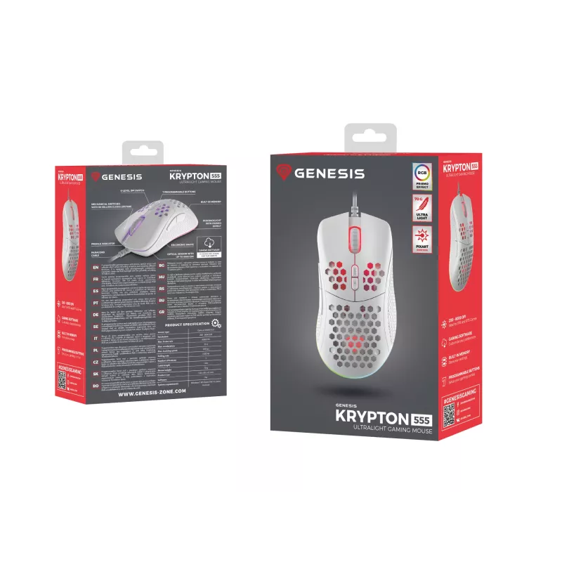 GENESIS Krypton 555 Ratón Gaming Diestro USB Type-A Óptico 8000 DPI