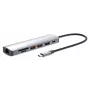 Dock/hub USB-C Manhattan con lector de tarjetas, conexiones (x5): Ethernet, HDMI, USB-A (x2) y USB-C, con Power Delivery (PD) 100 W – requiere cargador USB-C externo (no incluido). Alimentado por USB (no requiere fuente de alimentación externa) cuando no se utiliza PD