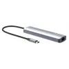 Dock/hub USB-C Manhattan con lector de tarjetas, conexiones (x5): Ethernet, HDMI, USB-A (x2) y USB-C, con Power Delivery (PD) 100 W – requiere cargador USB-C externo (no incluido). Alimentado por USB (no requiere fuente de alimentación externa) cuando no se utiliza PD