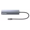 Dock/hub USB-C Manhattan con lector de tarjetas, conexiones (x5): Ethernet, HDMI, USB-A (x2) y USB-C, con Power Delivery (PD) 100 W – requiere cargador USB-C externo (no incluido). Alimentado por USB (no requiere fuente de alimentación externa) cuando no se utiliza PD
