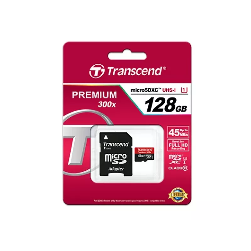 TRANSCEND 128GB Micro SDHC Class 10 UHS-1 con adaptador