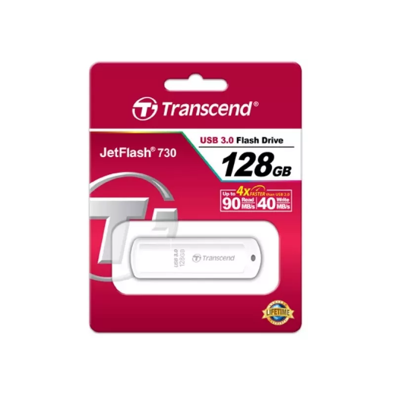 TRANSCEND JetFlash 730 - 128GB USB - USB 3.0 - Blanco
