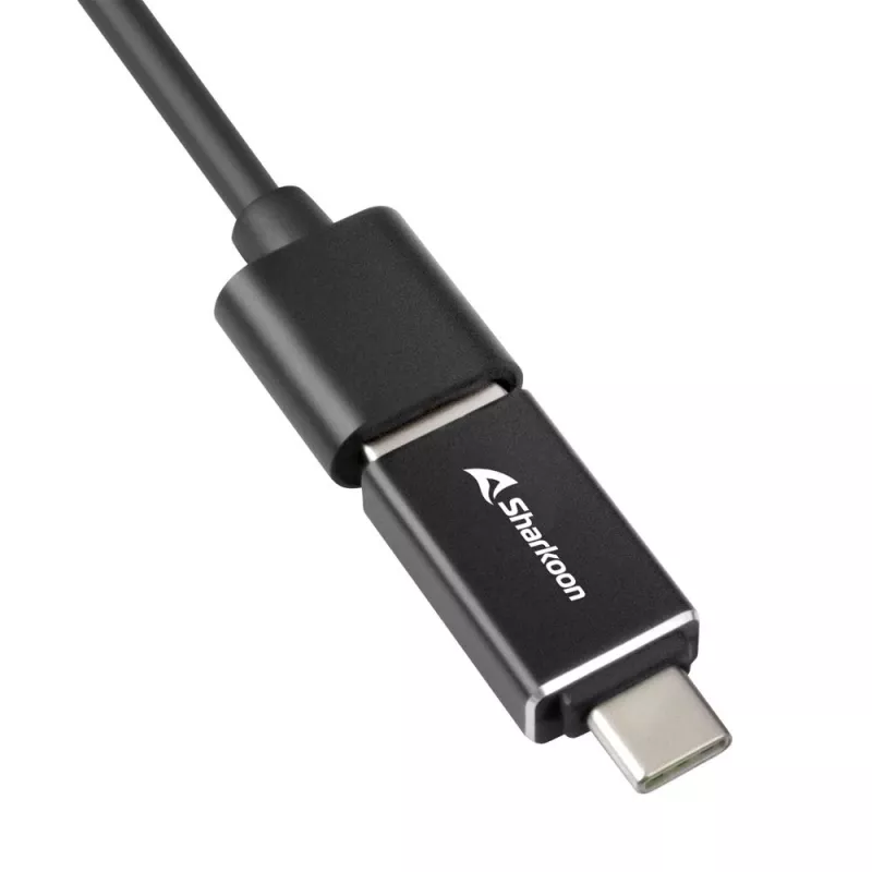 SHARKOON USB Hub - 3 puertos USB 3.2 Gen 1 Aluminio + Ethernet Negro