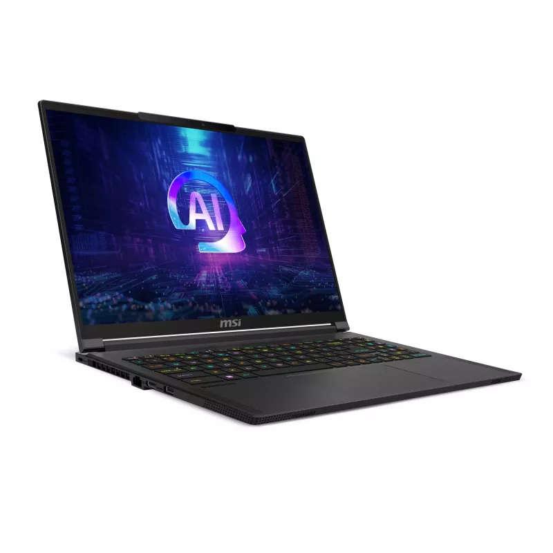 MSI Stealth A16 AI+ A3XWIG-043 portátil gaming, 16 pulgadas QHD+ OLED 2560x1600 240 Hz, AMD Ryzen AI 9 HX 370, 32 GB LPDDR5X, 2 TB SSD, NVIDIA GeForce RTX 5080, Wi-Fi 7 (802.11be), Windows 11 Home, negro