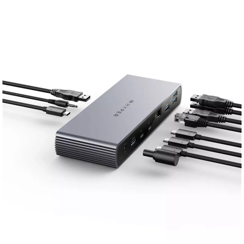 Targus HDTB4D-EUZ Estación de acoplamiento/Replicador de puertos para portátil Thunderbolt 4 Gris