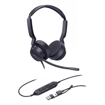 Yealink UH42 Dual UC auricular USB-C/A, con cable, llamadas/música, 20 - 20000 Hz, 160 g, auricular, negro