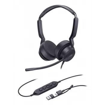 Yealink UH42 Dual UC auricular USB-C/A, con cable, llamadas/música, 20 - 20000 Hz, 160 g, auricular, negro