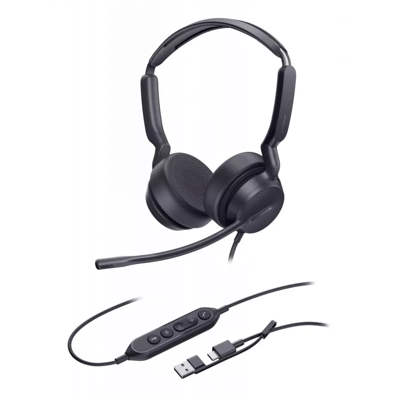 Yealink UH42 Dual UC auricular USB-C/A, con cable, llamadas/música, 20 - 20000 Hz, 160 g, auricular, negro