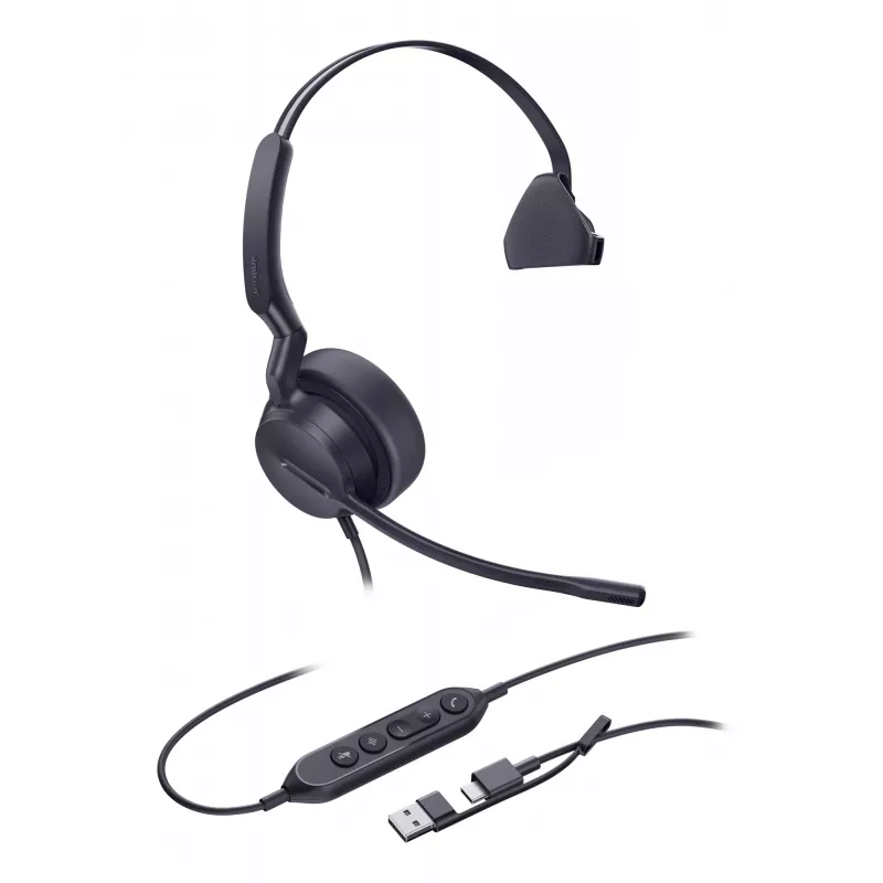 Yealink UH42 Mono UC auricular USB-C/A, con cable, llamadas/música, 20 - 20000 Hz, 116 g, auricular, negro