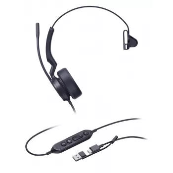 Yealink UH44 Mono Teams auricular USB-C/A, con cable, 20 - 20000 Hz, oficina/call center, 127 g, auricular, negro