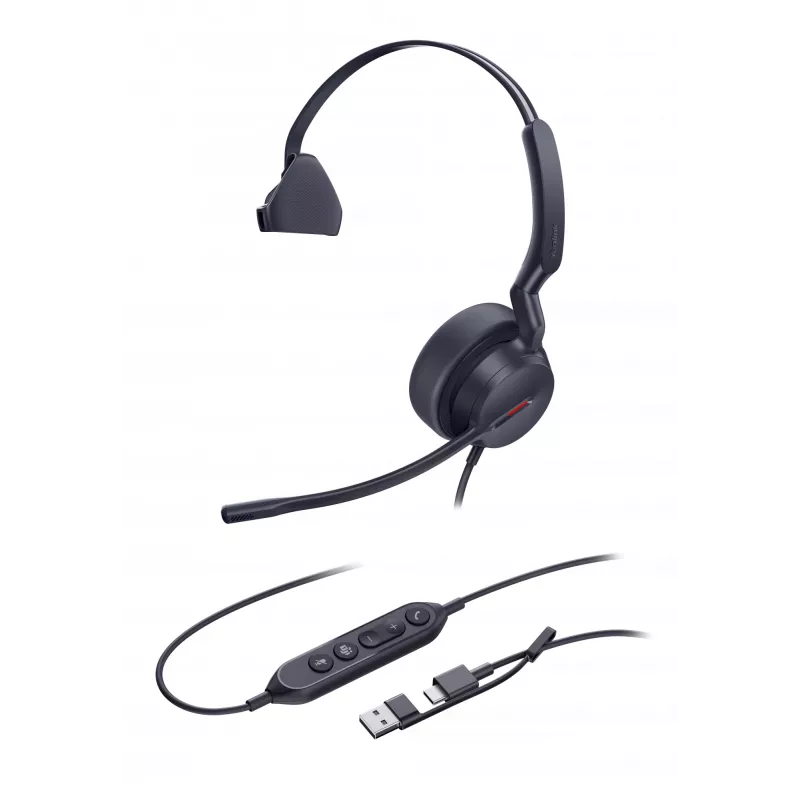 Yealink UH44 Mono Teams auricular USB-C/A, con cable, 20 - 20000 Hz, oficina/call center, 127 g, auricular, negro